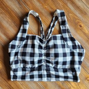 BuffBunny Black and White Bloom Bra, Medium